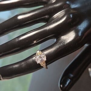 Crystal Prong Set Silver Ring